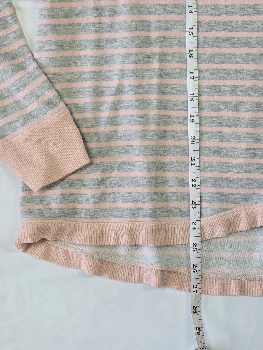 Christopher & Banks Grey Pink Striped Tulip Hem Long Sleeve Top Size Large